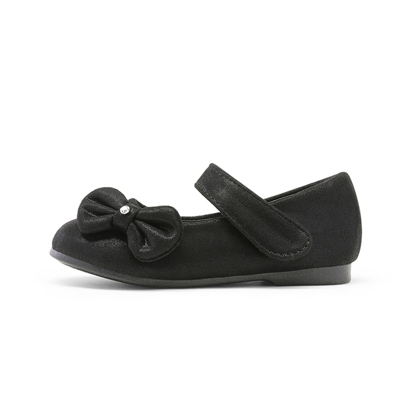Toddler Girl's Ballerina Bow Flats - BLACK SUEDE - 1